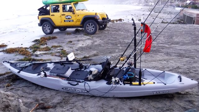 LJ Launch 12-12-16, my 2016 Malibu X Factor after fully rigging it. This is my backup kayak, or for when it's a bit rough and I want more stability than my Hobie Revo 13.