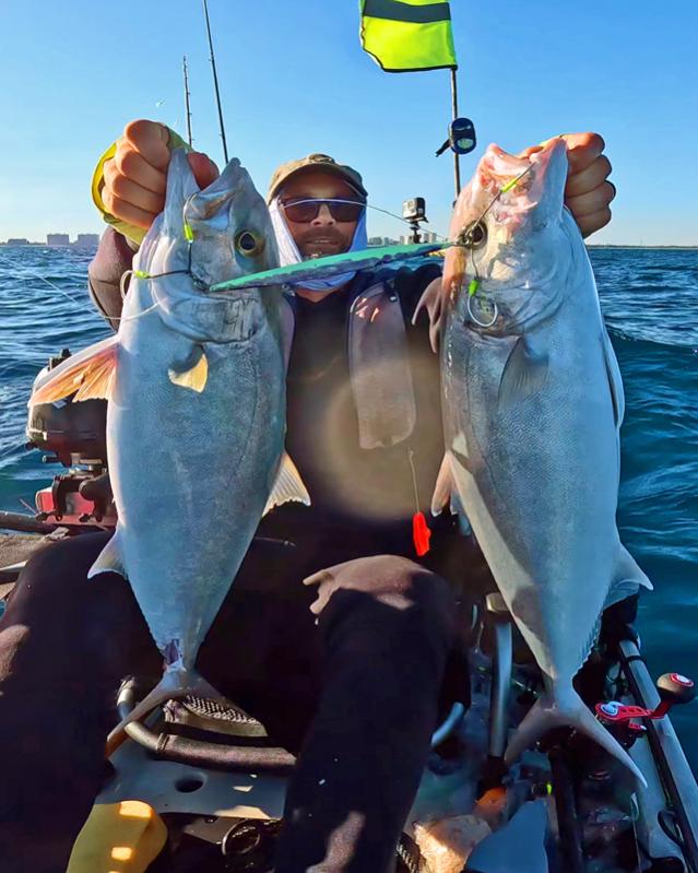 Another 2 on one jig of Amberjack....on the same wreck, with the same school of fish that produced 2 doubles over a month ago!